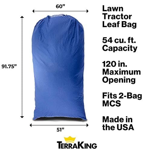 Lawn Tractor Leaf Bag - 54 Cubic Foot Standard Leaf Bag - 120-inch Opening – for 2 Bag Material Collection Systems – Ride-On Lawnmowers - Heavy Duty Material – Fast & Easy Leaf Collection [LTLB95000]