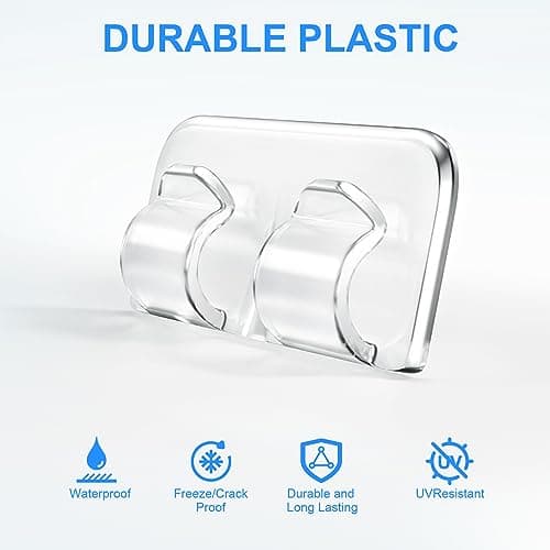 Hooks for Outdoor String Lights Clips: 26Pcs Heavy Duty Light Hook with Waterproof Adhesive Strips - Outside Clear Cord Holders for Hanging Christmas Lighting - Outdoors Sticky Clip