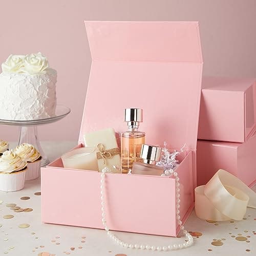 Stockroom Plus 6 Pack Magnetic Gift Boxes with Lids, 9.5 x 7 x 4 Inches for Birthday, Wedding, Groomsman and Bridesmaid Proposal Box (Pink)