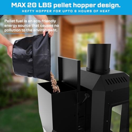 75,000 BTU Outdoor Patio Heaters, Wood Pellet Outdoor Patio Heater with Glass Window, Pellet Heaters for Outdoor Use, Home, Gardens & Commercial