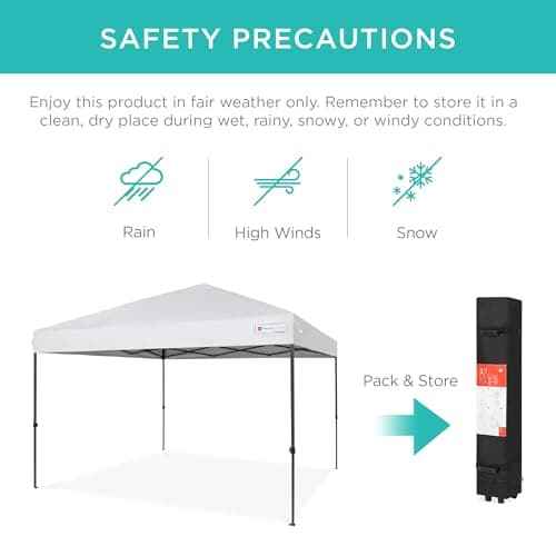 Best Choice Products 10x10ft 1-Person Setup Pop Up Canopy Tent Instant Portable Shelter w/ 1-Button Push, Case, 4 Weight Bags - White