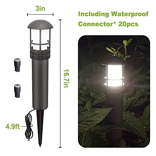 VOLISUN Outdoor LED Landscape Lighting,12-Pack 3W 12V Low Voltage Pathway Lights,Outdoor Waterproof Garden Lights,Aluminum Housing ETL Listed,CRI 90+,3000K Warm White for Driveway Sidewalk