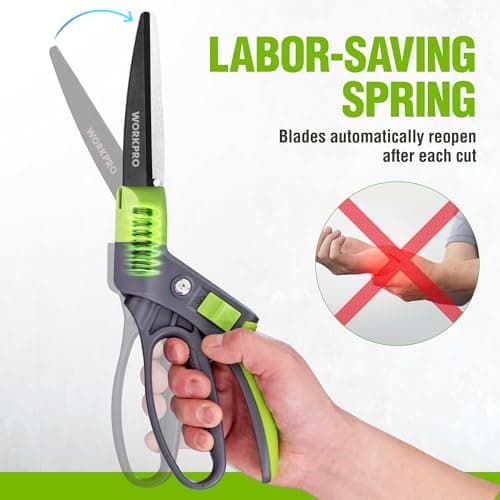 WORKPRO Grass Shears Handheld, Ultra-Sharp Grass Clippers with 360 Degree Swivel Blades, Manual Grass Cutter, Non-Slip Garden Shears, Gardening Scissors, Plant Clippers for Precise Lawn Trimming