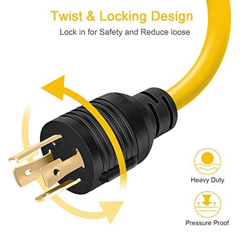 Welder Adapter Plug Cord, L14-30P Twist-Lock Male to 6-50R Female, 4 Prong to 3 Prong Generator to Welder Adapter Power Cord, 1.5FT