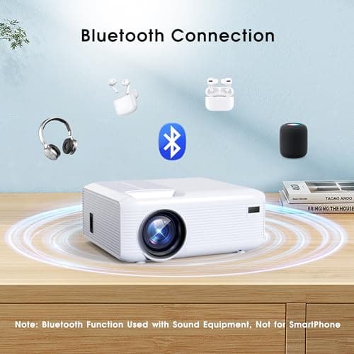 Mini Projector | 4K Support 200" Giant Screen | 500 ANSI Lumens, Bluetooth 5.2 | Portable Outdoor Movie Projector Compatible with TV Stick/Phone/HDMI/PC | Built-in HiFi Speaker