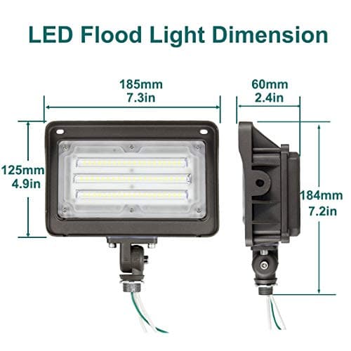 LED Flood Light Outdoor 50W, 6500LM (200W HPS/MH Equiv.) 5000K Daylight, Waterproof Knuckle Mount LED Outdoor Flood Lights for Garden Porch Yard, 100-277V ETL Listed
