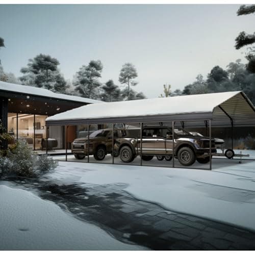 MFSTUDIO Carport 20x30 ft, Outdoor Heavy Duty Carports with Sidewalls, Metal Shed Canopy Shelters Garage Shelter Shade Car Ports with Galvanized Roof for 3 Cars, Truck and Boats
