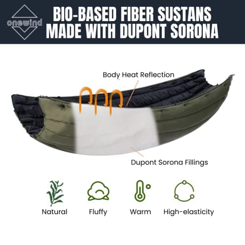 onewind Double Hammock Underquilt Warm Insulation Ultralight 3-4 Season Camping Quilt, Portable for Hiking, Backpacking
