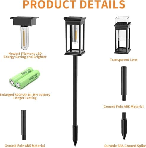 Amzxart 8 Pack Solar Pathway Lights,Bright Solar Outdoor Lights Waterproof,Auto-on/Off Pathway Light Solar Powered for Lawn Yard Patio Garden Outdoor Decoration