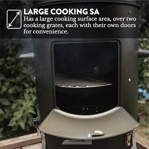 GasOne CSM-18 Vertical Smoker – 18 Inch Heavy Duty Charcoal Smoker – Multipurpose Charcoal BBQ Grill Smoker for Outdoor – Easy Assembly, 1 Access Door Grill with Smoker