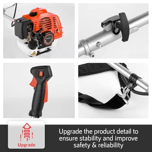 58CC Weed Wacker Gas Powered, 2-Cycle 4 in 1 Gas Weed Eater Brush Cutter with 4 Detachable Heads 18.5" Cutting Path Cordless String Trimmer Grass Cutter Machine for Lawn, Garden Care, Orange