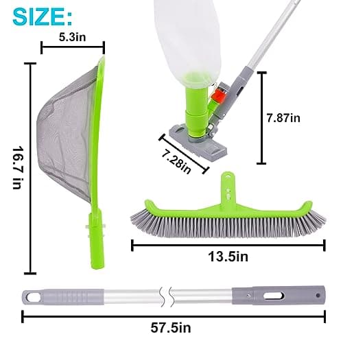 Sepetrel Deluxe Swimming Pool Cleaning Kit with Spa Jet Vacuum Cleaner,Brush, Semi-deep Skimmer Net & Adjustable 57.5-inch Pole,Ideal for Cleaning Above Ground,Inflatable Pools