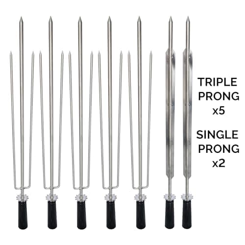 All-in-One Brazilian BBQ Grill - 7 skewers - Churrasco - Multi Rotisserie - Stainless Steel - Portable Wood Fire & Charcoal Gaucho Churrasqueira Chicken Grill
