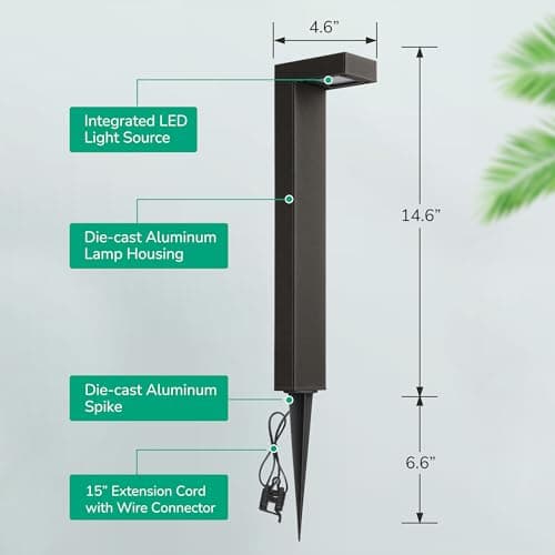 EDISHINE Low Voltage Landscape Lighting, 3000K 3.2W 50,000Hrs Waterproof Outdoor Landscape Path Lights, 12V LED Pathway Lights Wired, CRI80 Modern Aluminum L Shaped for Sidewalk Driveway, 4 Pack