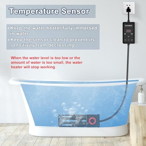 Dual Spa Water Heater, Portable Hot Tub Immersion Water Heater Cast Aluminum Submergible mit Temperature Sensor and Digital Display for Bathtub