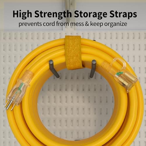 50 ft 12/3 Outdoor Extension Cord Waterproof Heavy Duty with Lighted Indicator End 12 Gauge 3 Prong, Flexible Cold-Resistant Long Power Cord Outside, 15Amp 1875W SJTW Yellow ETL Listed