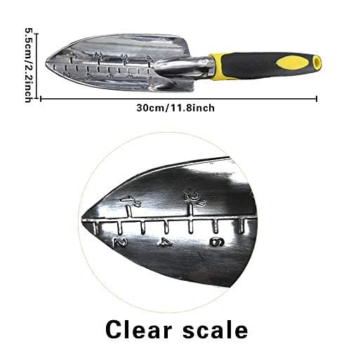 Garden Trowel Hand Shovel with Soft Rubberized Non-Slip Ergonomic Handle for Planting Transplanting, Weeding, Moving and Smoothing Soil-Gardening Gift (Spade Shovel)