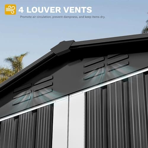 DWVO 6x4ft Outdoor Storage Shed, Weatherproof Tool Shed w/Locking Entry & Ventilation for Grass Cutter, Bike, Equipment, Courtyard, Garden (Dark Gray)