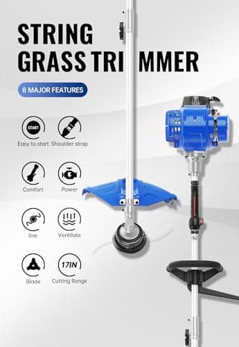 2-in-1 Yard Care System, 31cc, 4-Cycle Gas Engine Straight Shaft Multi-Tool with Brush Cutter, String Grass Trimmer and Shoulder Harness