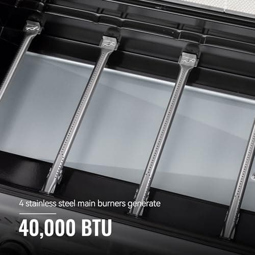 Royal Gourmet GA5403B 5 Burner Propane Gas Grill with Side Burner & Rear Burner, Cabinet Style Design BBQ Grill with 74,000 BTUs Output for Barbecue Grilling & Backyard Cooking, Blue
