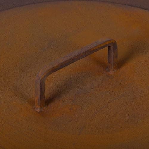 Ash & Ember 24" Corten Steel Dual Flame Smokeless Fire Pit with Lid, Ultra-Efficient Enclosed Airflow Design, Backyard Smokeless Outdoor Fire Pit, Will Patina Overtime