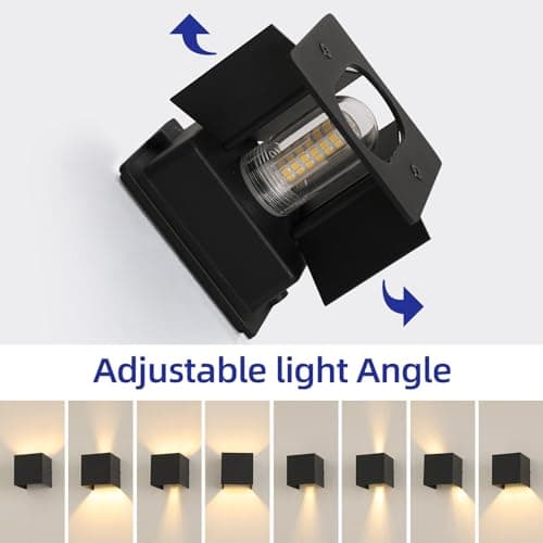 2 Pcs G9 Outdoor Wall Lights Exterior/Interior Wall Sconces Up and Down Lights IP65 Waterproof Modern Outdoor Lighting Square Aluminum Black 3000K Warm Lights Replaceable bulb, Adjustable Light Angle