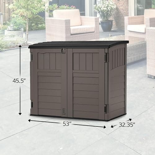 Suncast 34 Cu. Ft. Horizontal Shed for Outdoor Storage w/Locking System, Stoney/Black