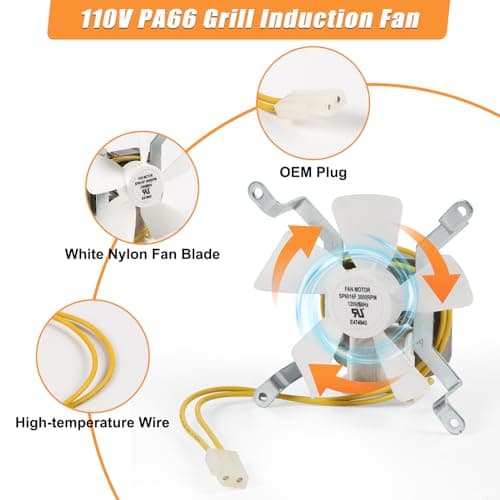 Grill Replacement Parts for Pit Boss Smoker Grills, Induction Fan Replacement for Traeger Wood Pellet Grills, White Nylon Combustion Fan for Sam's Club Wood Pellet Smoker Grill
