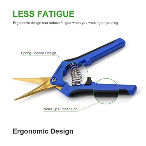 12PCS Pruning Shears with Curved Blades, Garden Trimming Scissors, Gardening Hand Pruning Snips Titanium Coated Precision Bonsai Pruning Shears, Convenient Flower Cutters (Blue)