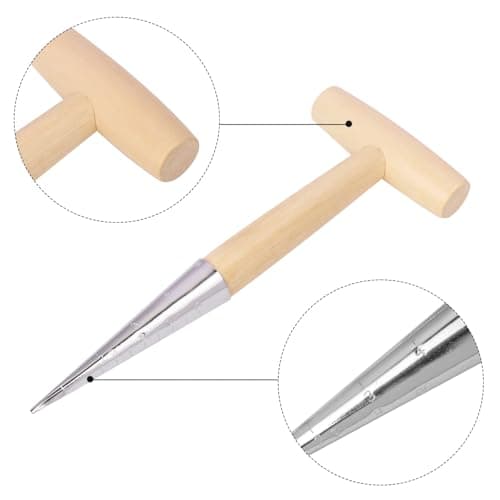 3 PCS 11 Inch Hand Dibber with Wooden Handle - Hand Held Bulb Planter, Essential Dibber Gardening Tool for Planting and Bulb Transplanting