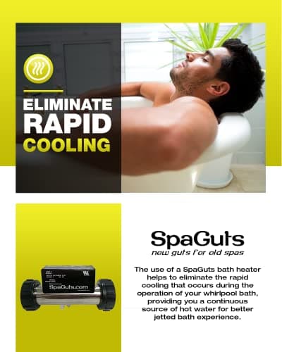 SpaGuts 25-150-0002 Universal Inline Bath Heater Kit, 1.5KW, 110V, 7x1.5 inches, with Built-in Vacuum Switch