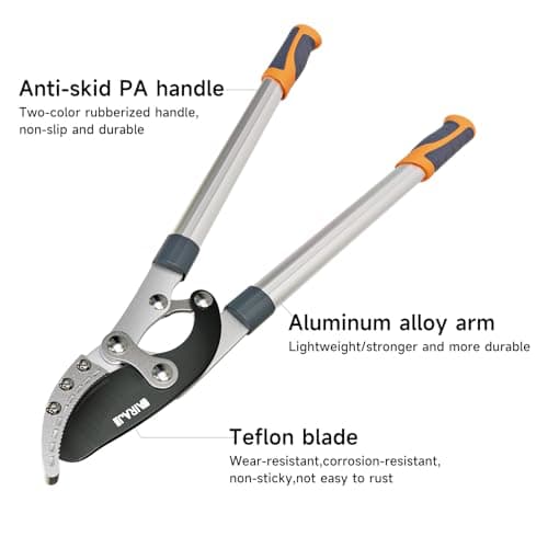 AIRAJ 27” Anvil Loppers for Tree Trimming Heavy Duty with Compound Action,Tree Branch Cutter with 2 Inch Cutting Capacity,Chops Thick Branches Ease,Garden Lopper Pruning Shears Heavy Duty,Tree Trimmer