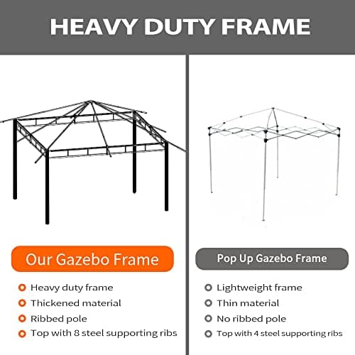 FAB BASED 10x12 Gazebo, Double Vent Canopy Gazebo for Outdoor with Privacy Netting, Easy Setup Patio Pavilion with Steel Frame Strong Legs for Lawn, Backyard, Deck (Ash Grey)