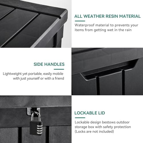 YITAHOME 51 Gallon Outdoor Storage Deck Box, Waterproof Resin Package Delivery and Storage Box with Lockable Lid for Patio Furniture Cushions, Pool Accessories, Garden Tools, Black