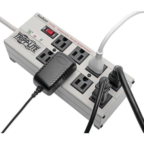 Tripp Lite Isobar 8 Outlet Surge Protector Power Strip, 25ft Long Cord, Right-Angle Plug, Metal, & $50,000 INSURANCE (ISOBAR825ULTRA) Gray