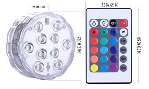 Submersible LED Lights Remote Control Battery Powered, RGB Multi Color Changing Waterproof Light for Pool, Vase Base, Spa, Aquarium, Pond, Hot Tub, Decoration, Party, 2-Pack