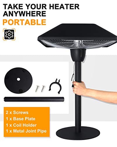 Star Patio Electric Patio Heater, Infrared Heaters, Tabletop Heater, Electric Outdoor Heaters, Outdoor Patio Heater, Classic Sandy Black, 1500W, STP1566-DT