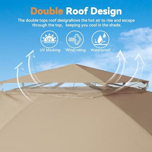 Patio Gazebo 11'x13' with LED Lights & Bluetooth Speaker, Heavy Duty Outdoor Canopy Shelter with Metal Frame, Double Roofs, Soft-top Gazebo with Netting and Curtains for Backyard