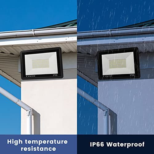 Ceena 2 Pack 60W Hardwired LED Flood Light Outdoor, 6000lm Super Bright Floodlight, IP66 Waterproof 6000K Daylight White Exterior Lights for Garage, Yard, Patio, Front Door