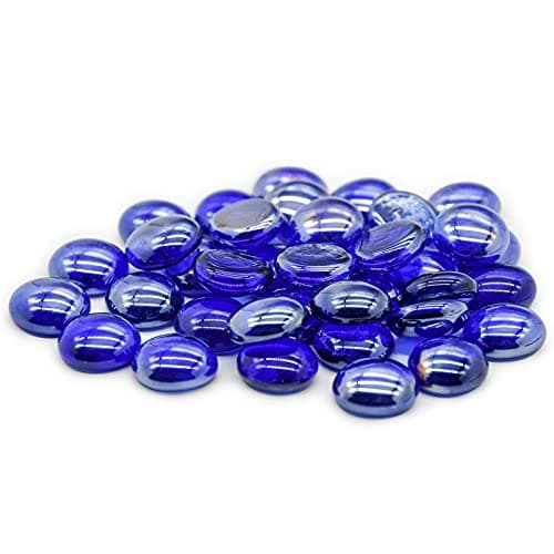 GasSaf Blue Fire Glass Beads for Outdoor Fire Pit, Fireplace, Replaces Existing Gas Logs & Lava Rocks, 3/4 Inch Glass(10 Pound)(Cobalt Blue)