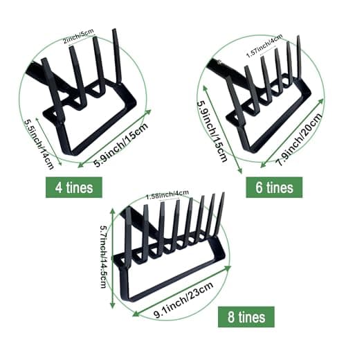 6-Tines Rake and Stirrup Hoe - Adjustable Long Handle Scuffle Loop Hula Action Hoe for Weeding, Digging, Loosening Soil, Stainless Steel Tiller Cultivator for Gardening, Raised Flower Beds Planting.