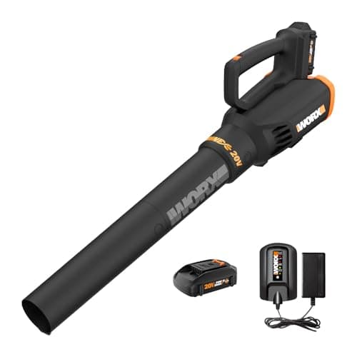 WORX WG547 20V Cordless Leaf Blower, Electric Blower with Turbine Fan, Blowers for Lawn Care with 2 Speed Control, Battery & Charger Included
