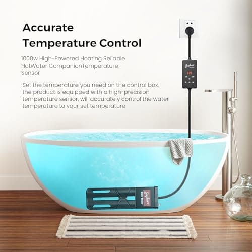 Hot Tub Heater, Bathtub Heater, Spa Heater, Immersion Water Heater: Portable Hot Tub Heater with Cast Aluminum, Digital Display & Temperature Sensor for Fast, Safe Heating