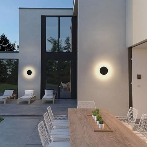 2 Packs LED Wall Light Outdoor Indoor Modern Wall Sconce Mini Wall Sconce Outdoor Wall Lights Aluminum Waterproof Black Wall Mount Light LED Wall Sconces Warm White 3000K (Round)