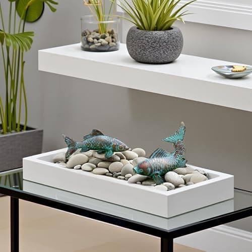 G/N CLYB Set of 2 Koi Fish Decor Outdoor Statue Sculpture Garden Pond Fishes Yard Art Antique Copper Koi Sculptures & Statues Metal Koi Fish Figurine Ornaments Décor Gifts for Women Mom Grandma