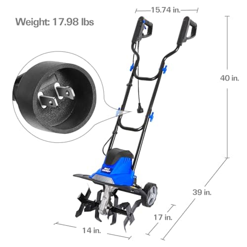BILT HARD Electric Tiller Cultivator 14 inch, 10 Amp 4 Steel Tines Corded Tiller for Gardening with Foldable Handle, Portable Garden Rototiller with Adjustable Wheels
