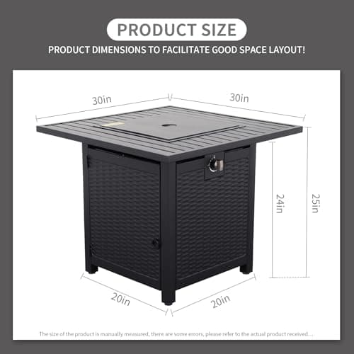 30 Inch Fire Tables 50000 BTU Outdoor Fire Pits for Outside Steel Gas Fire Table with Fire Pit Lid Grille Tabletop and Waterproof Cover and Blue Crystal Beads