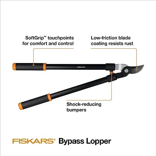 Fiskars 28" Loppers for Tree Trimming, Heavy Duty, Rust-Resistant Sharp Bypass Steel Blade Loppers, Branch Cutter up to 1.5" Diameter Cut Capacity, Shock-Absorbing Handle, Garden Tools