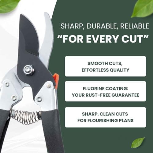 Saboten 7.9" Japanese Pruning Shears - Premium Steel Blades, Rust-Resistant Fluorine Coating, Ergonomic Grip, Duracon Safety Lock - forest Originals, Made in Japan, Gardening & Farming Scissors