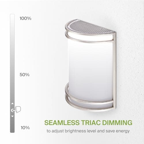 ASD LED Indoor Wall Mount Light Fixture - 10 Inch Modern Interior Brushed Nickel Wall Sconce Lighting - 3000K 4000K 5000K Adjustable - Half Cylinder Hallway Light Fixture - ETL & Energy Star